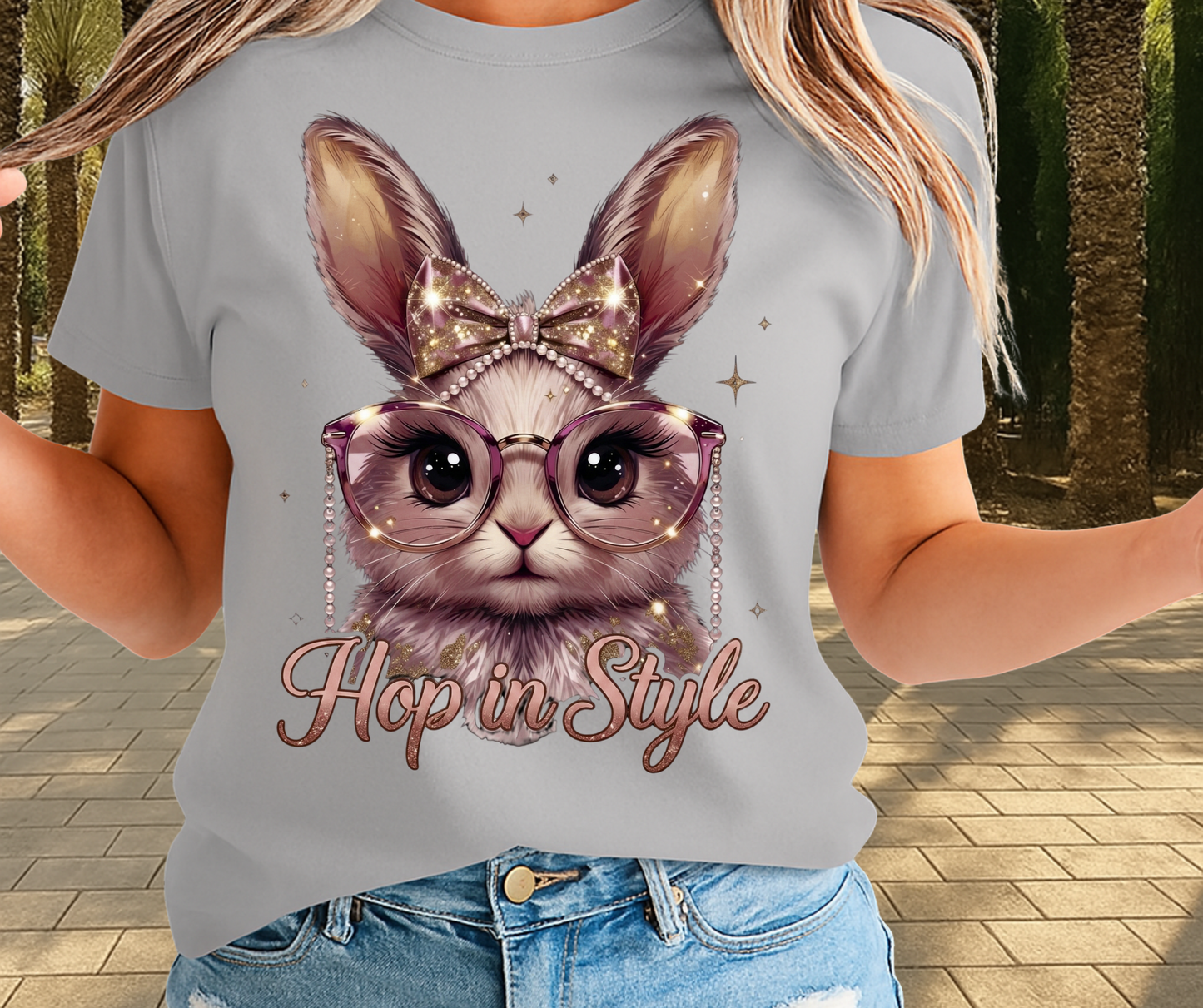 Hop In Style Bunny Graphic Shirt - Cute Easter Clothing