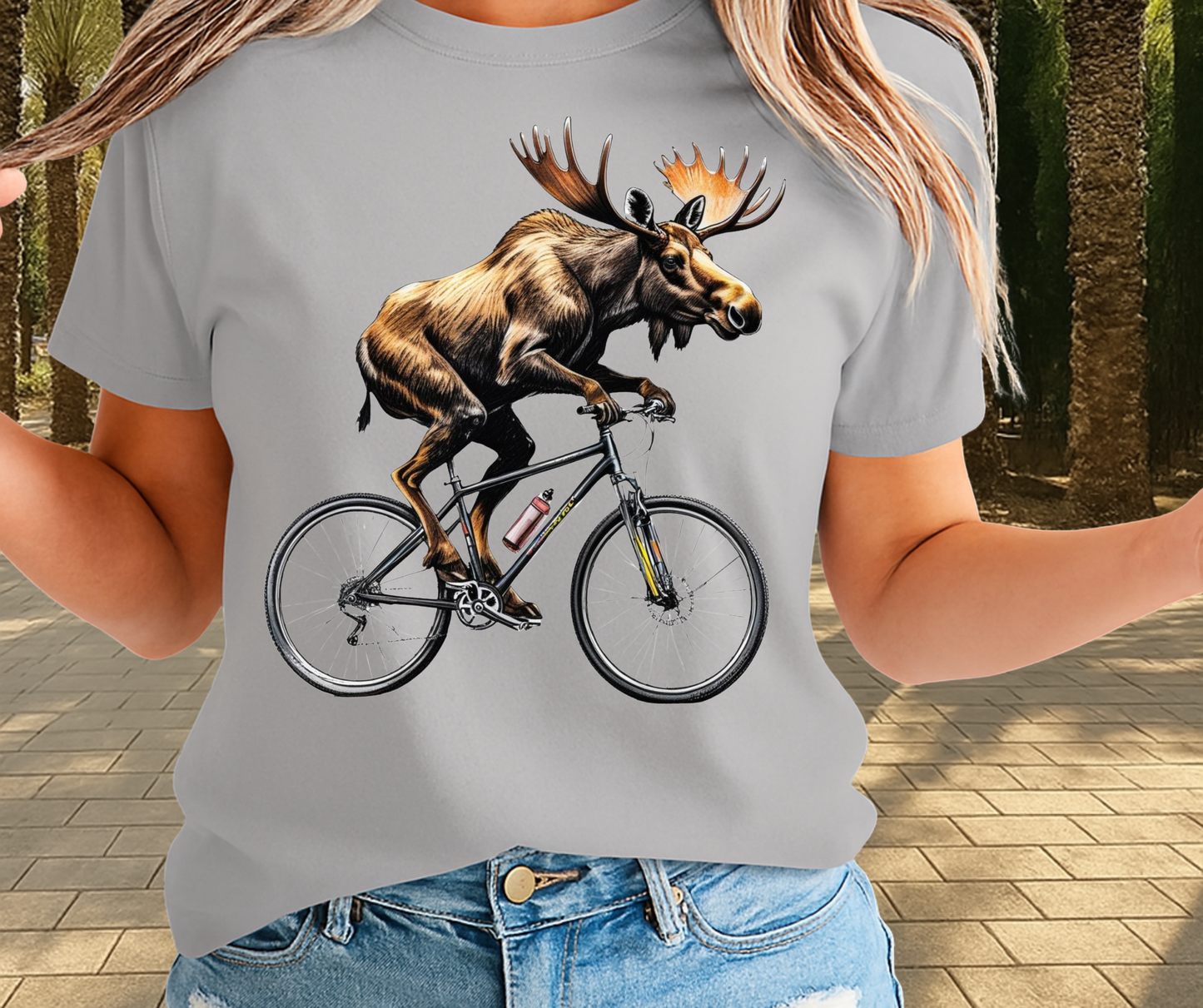 Moose On A Bicycle Shirt  -  Unisex Funny and Sarcastic T-Shirt