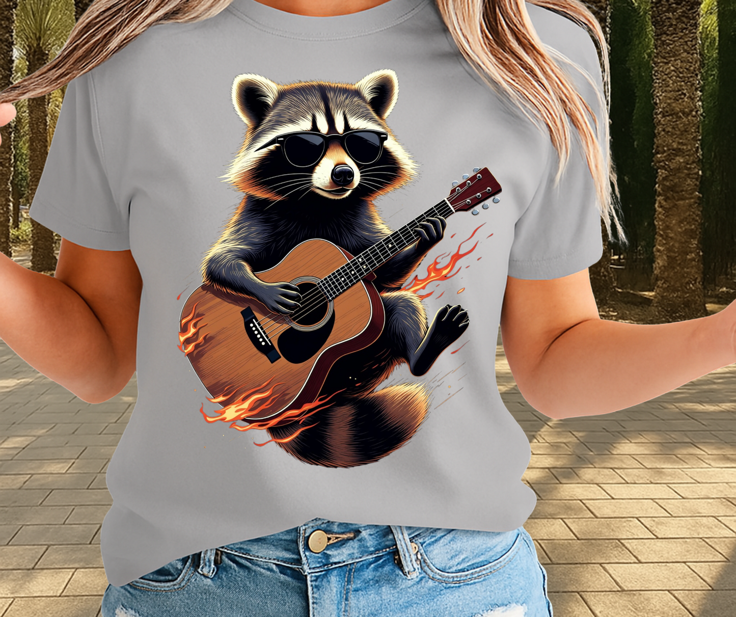 Racoon Playing Guitar Shirt - Funny Graphic Tee