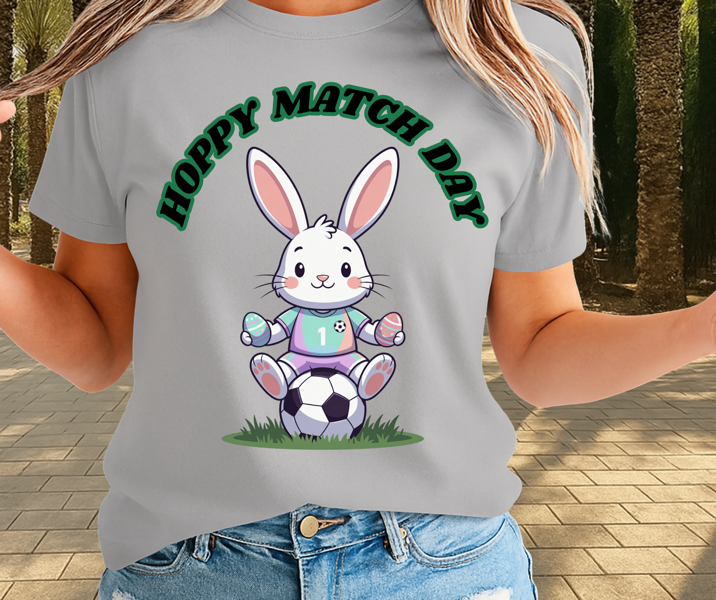 Hoppy Match Day Graphic Shirt - Cute Easter Clothing