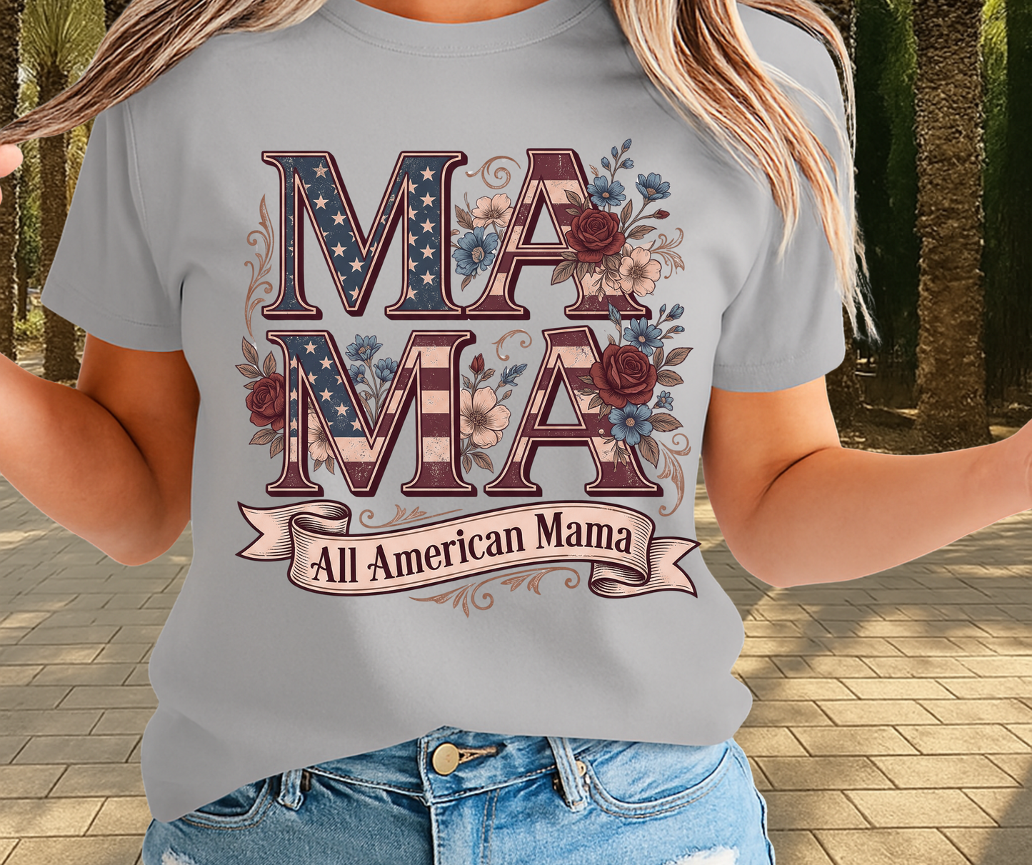 All American Mama Shirt -  Memorial Day Graphic Tee