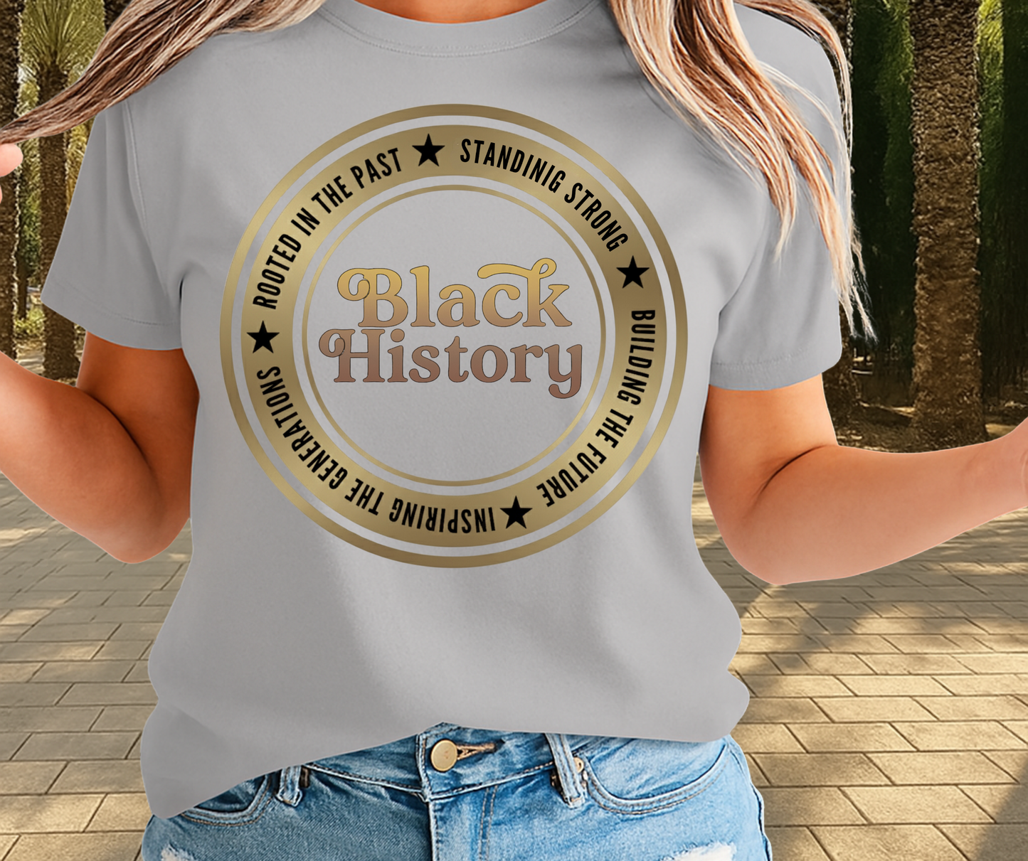 Black History Standing Strong Graphic Tee - African Pride Shirt
