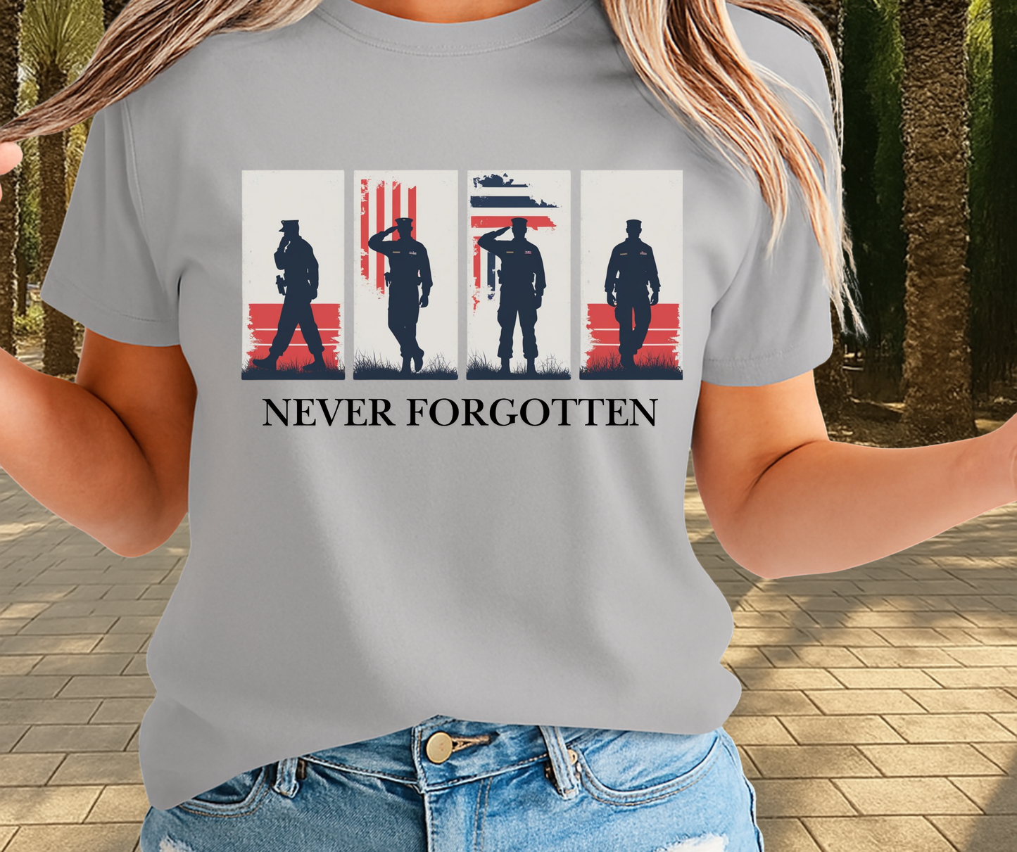 Never Forgotten American Pride Shirt -  Memorial Day Graphic Tee