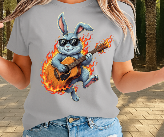 Bunny Playing Guitar Shirt  - Cute Easter Apparels