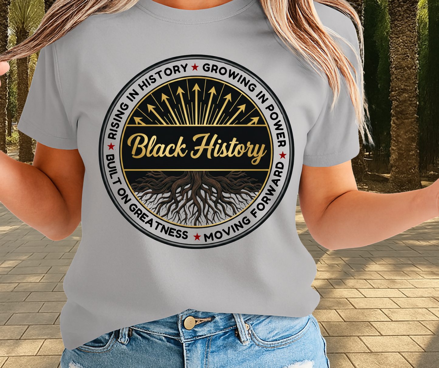 Black History Growing In Power Graphic Tee - African Pride Shirt