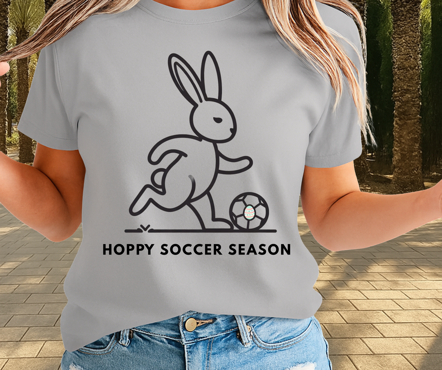 Hoppy Soccer Season Graphic Shirt - Cute Easter Clothing