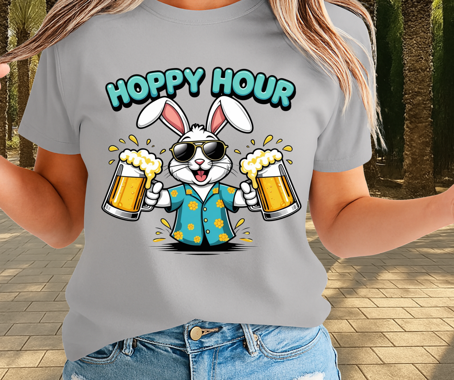 Hoppy Hour Beer Lover Graphic Shirt - Cute Easter Clothing