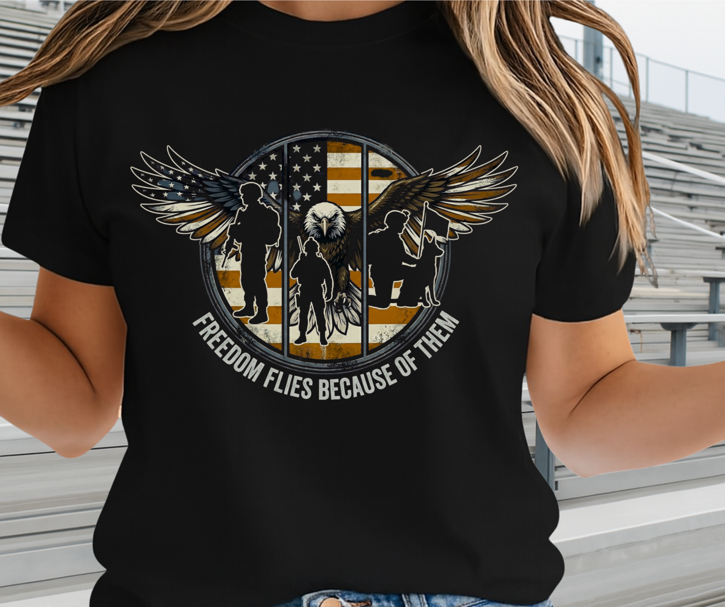 Freedom Flies Because Of Them -  Memorial Day Graphic T shirt