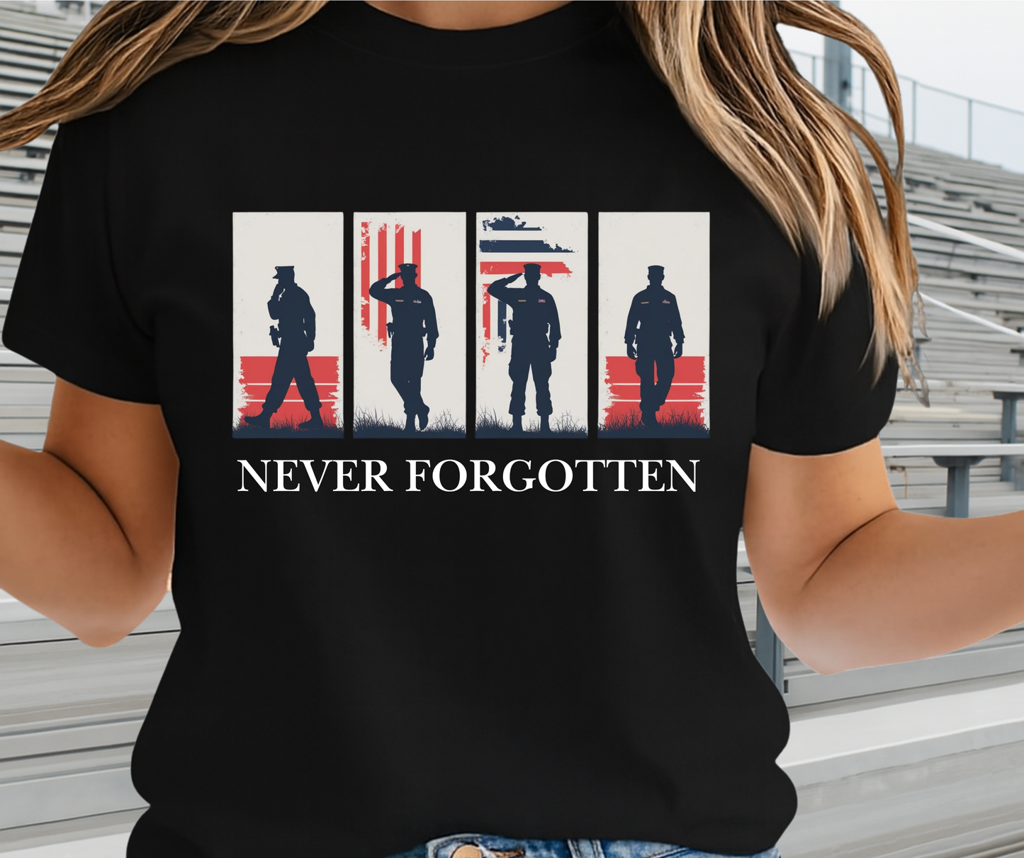 Never Forgotten American Pride Shirt -  Memorial Day Graphic Tee