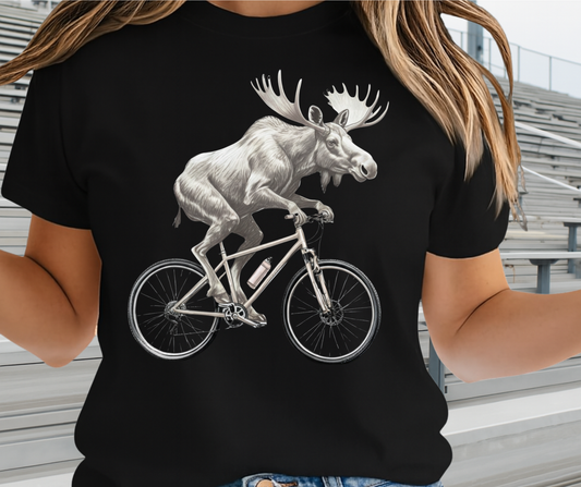 Moose On A Bicycle Shirt  -  Unisex Funny and Sarcastic T-Shirt