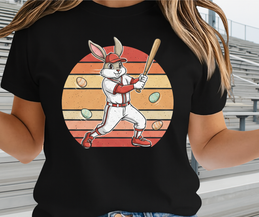 Bunny Playing Baseball With Easter Eggs  - Cute Easter Apparels