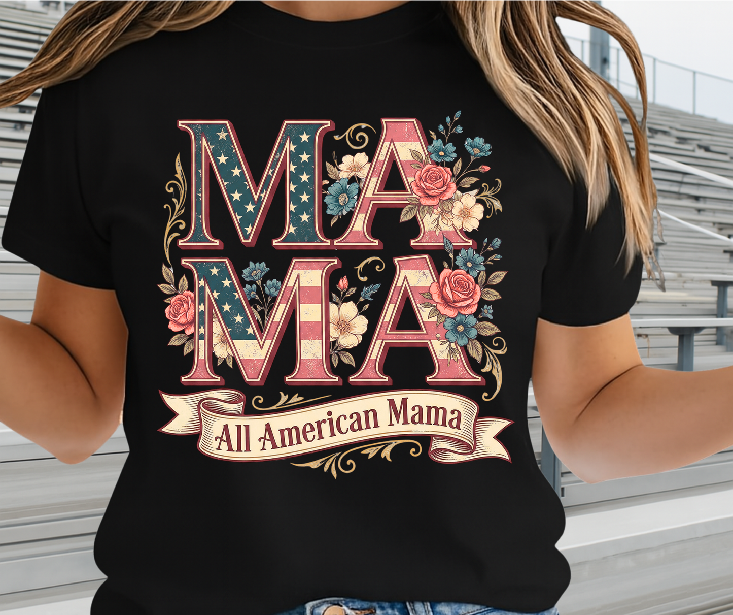 All American Mama Shirt -  Memorial Day Graphic Tee