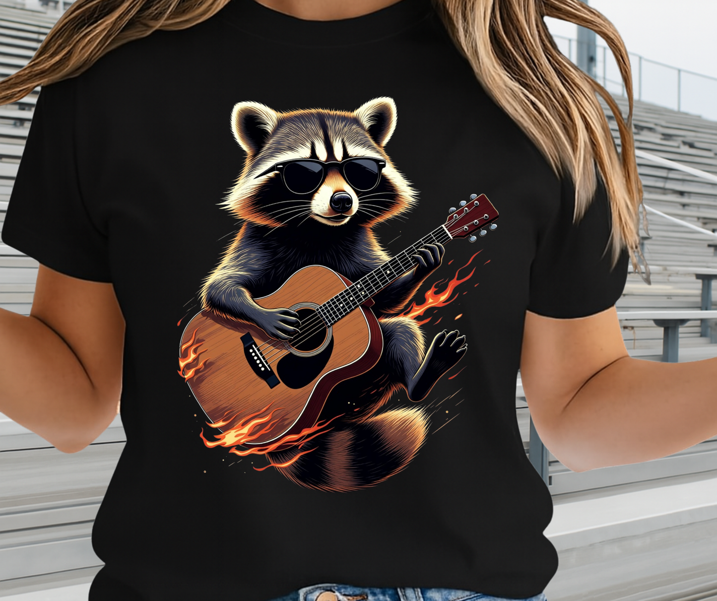 Racoon Playing Guitar Shirt - Funny Graphic Tee