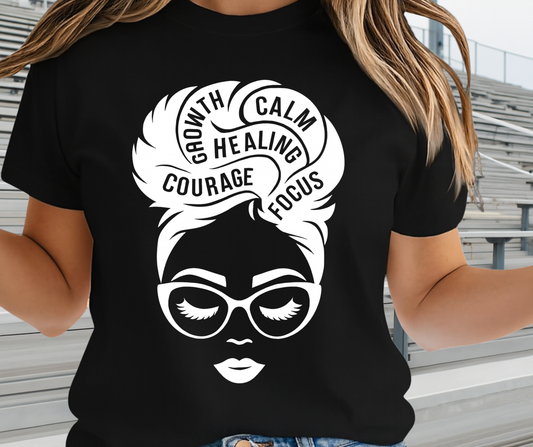 Growth Calm Healing Courage Graphic Tee - African Pride Shirt