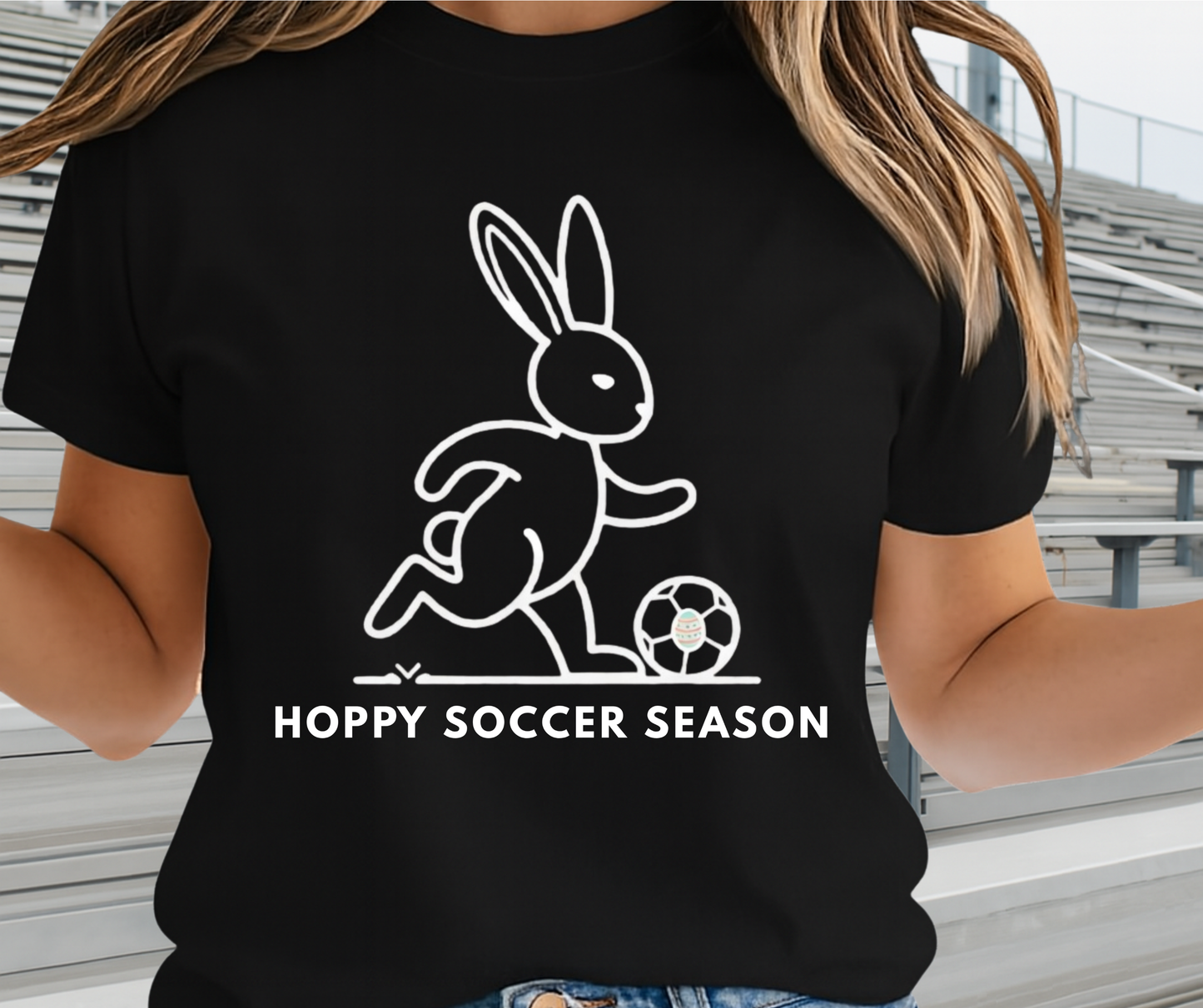 Hoppy Soccer Season Graphic Shirt - Cute Easter Clothing