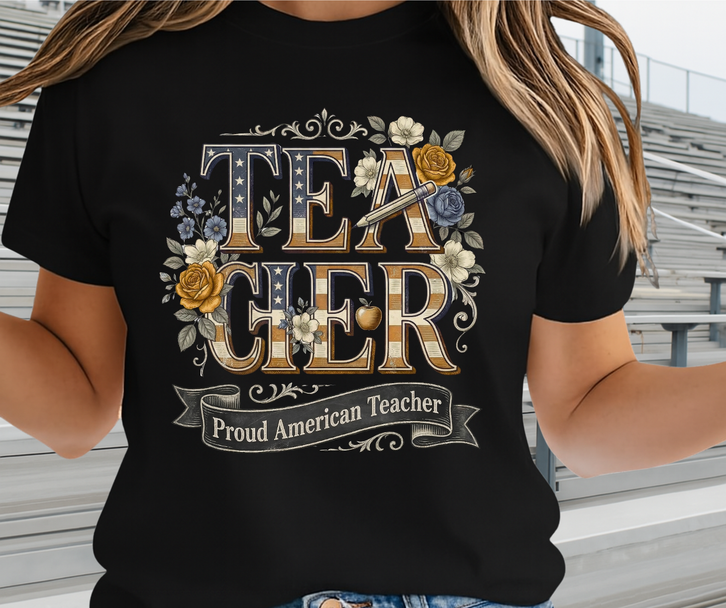 Proud American Teacher Shirt -  Memorial Day Graphic Tee