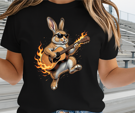 Bunny Playing Guitar Shirt  - Cute Easter Apparels