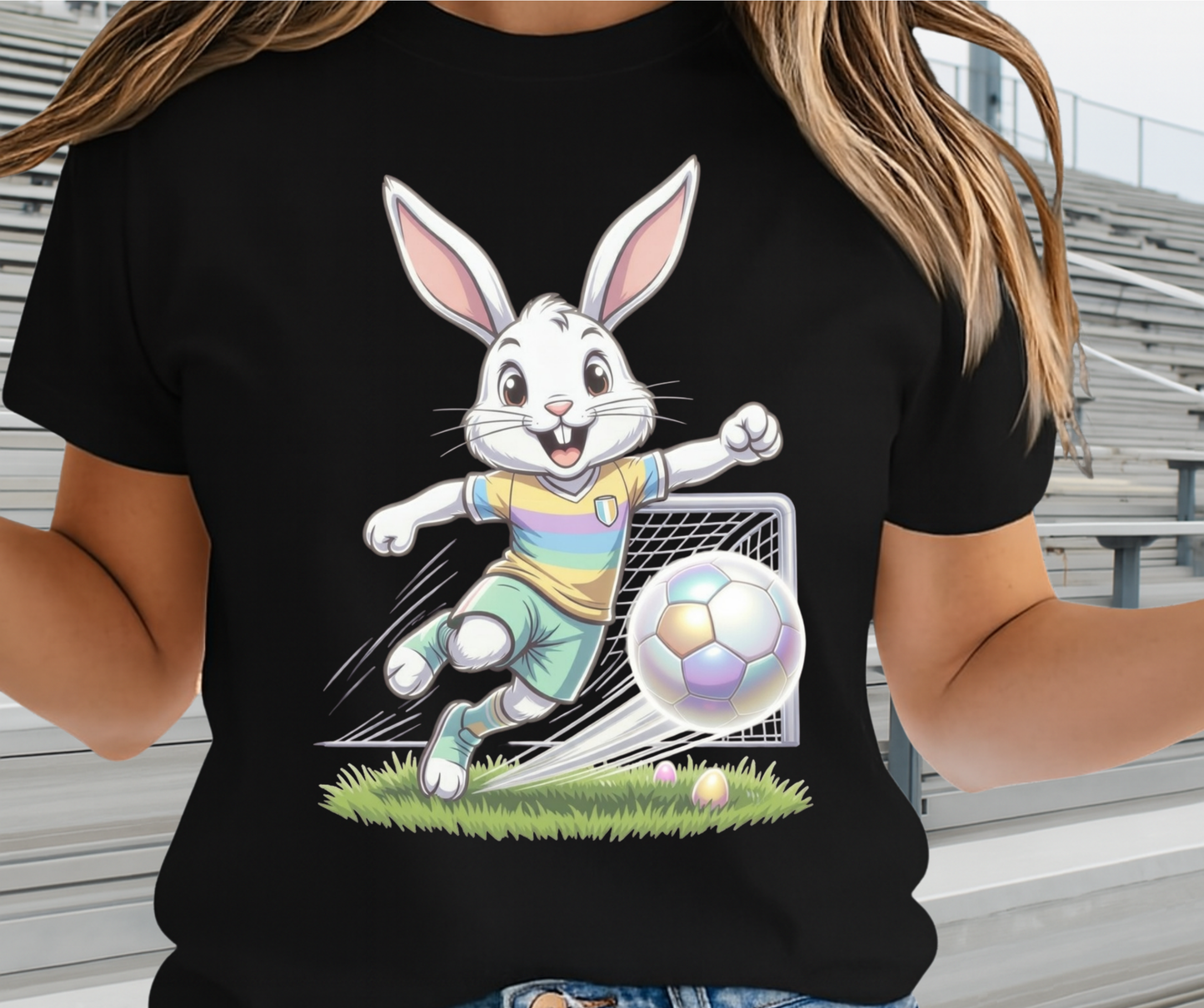 Bunny Playing Soccer  Shirt  - Cute Easter Graphic Tee