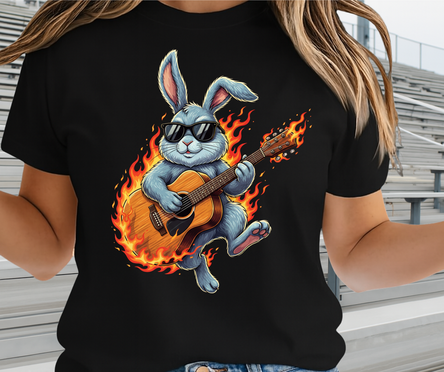 Bunny Playing Guitar Shirt  - Cute Easter Apparels