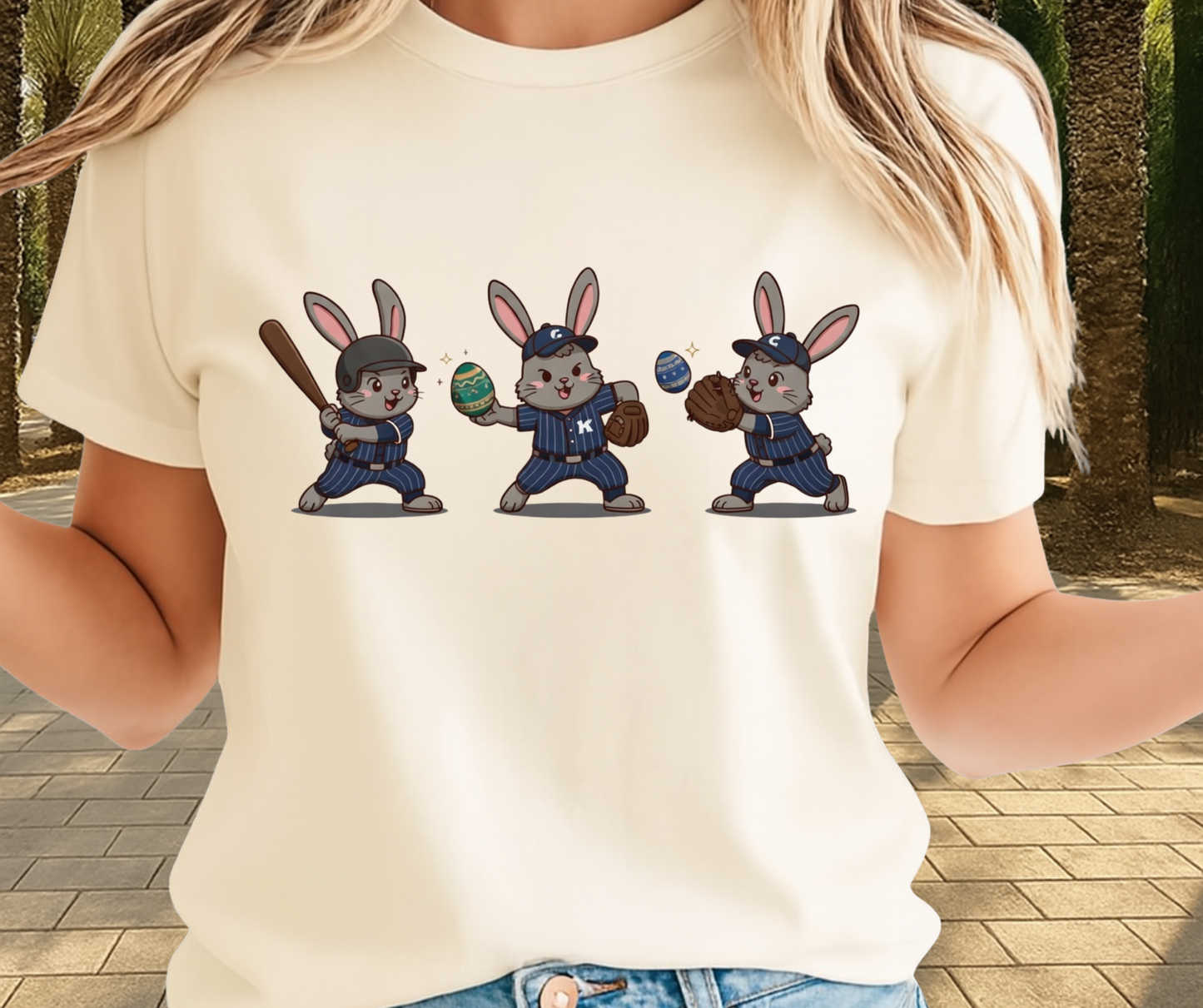 Bunny Crew Graphic Shirt - Cute Easter Clothing