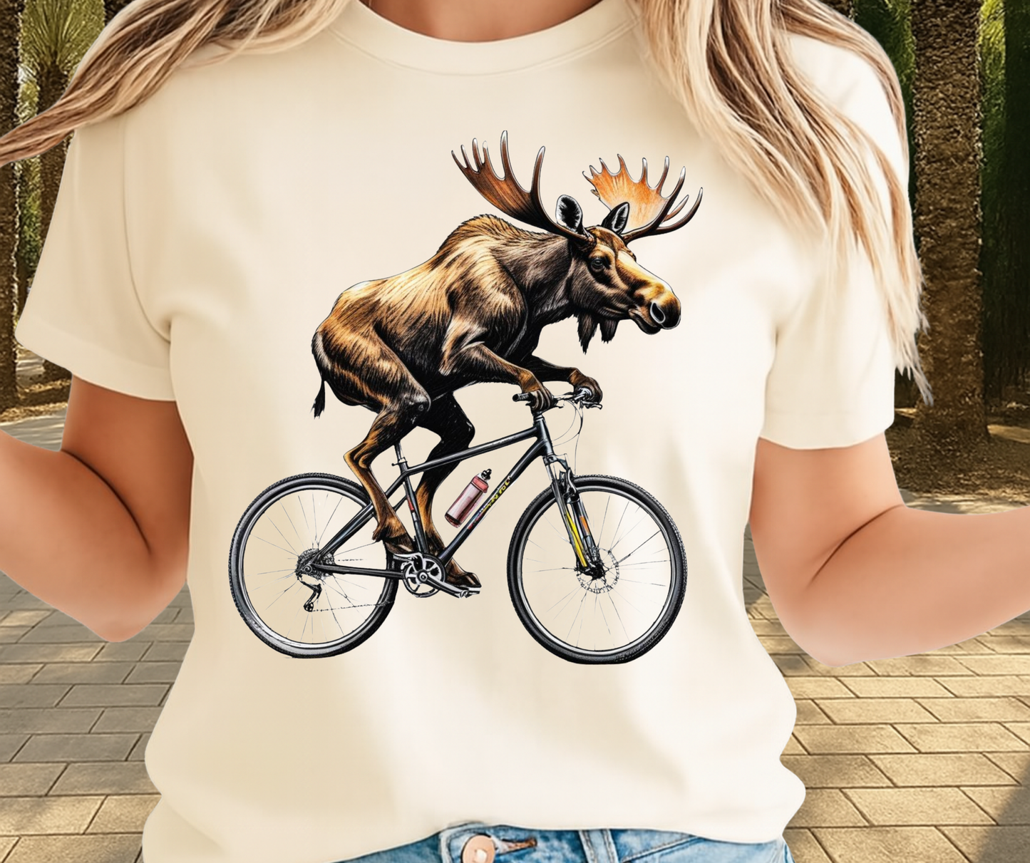 Moose On A Bicycle Shirt  -  Unisex Funny and Sarcastic T-Shirt