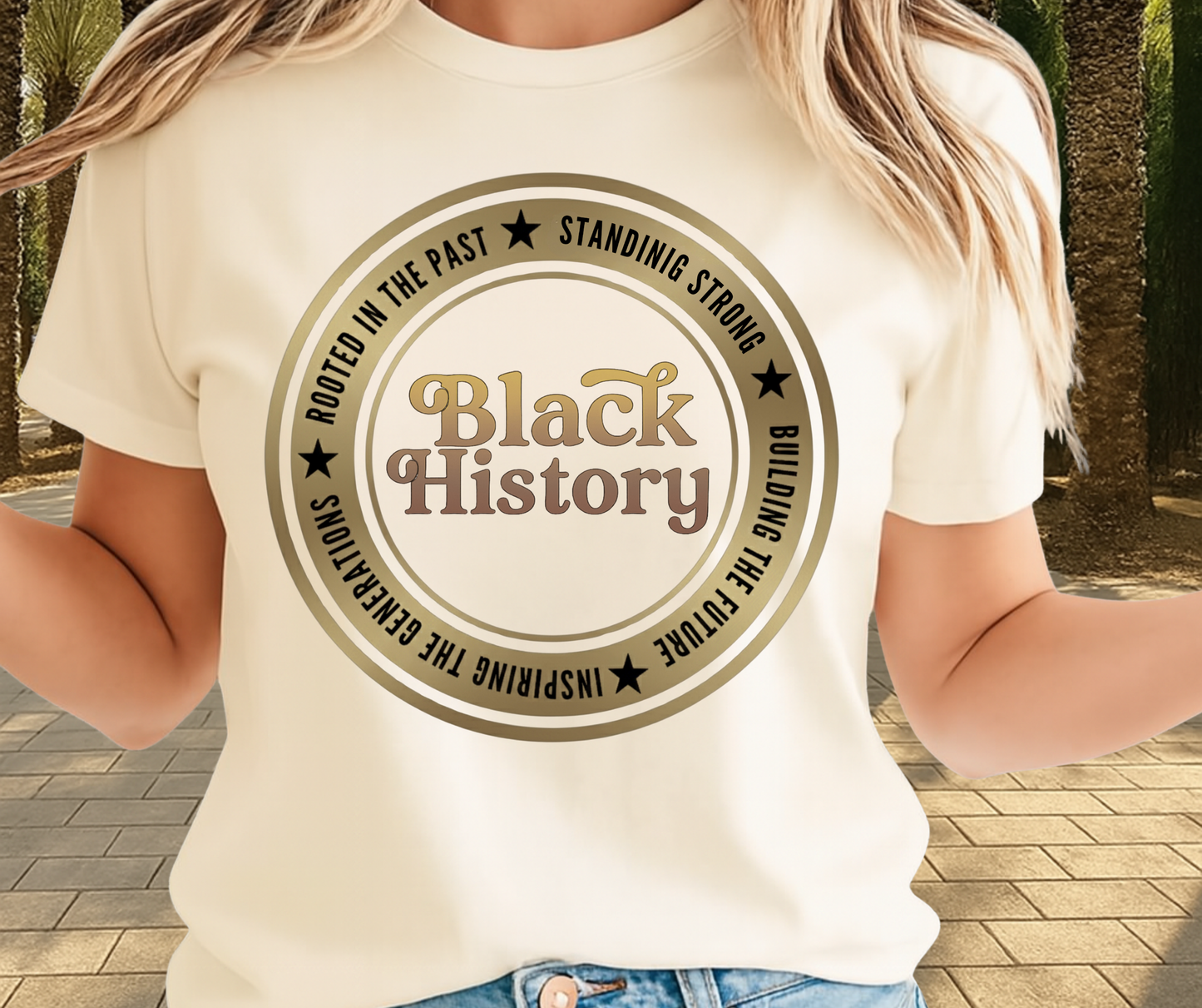Black History Standing Strong Graphic Tee - African Pride Shirt