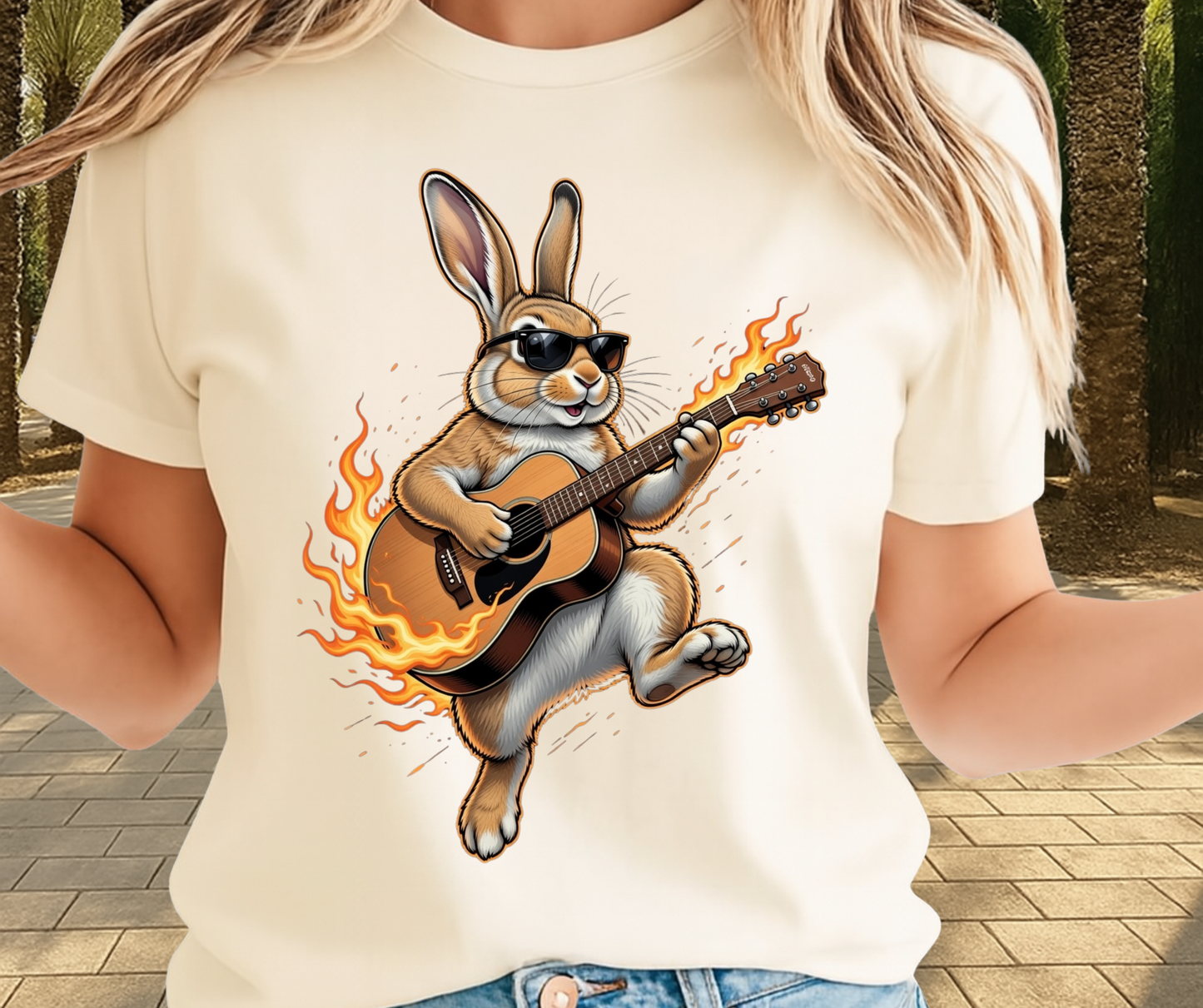 Bunny Playing Guitar Shirt  - Cute Easter Apparels