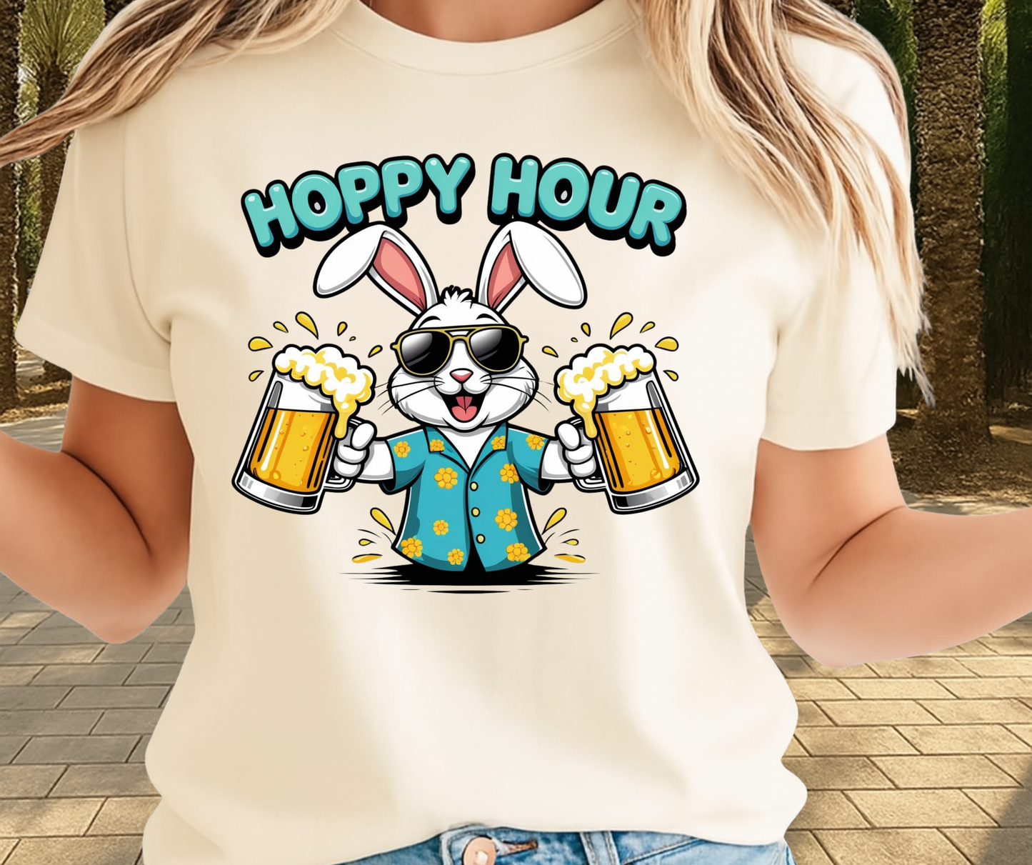 Hoppy Hour Beer Lover Graphic Shirt - Cute Easter Clothing