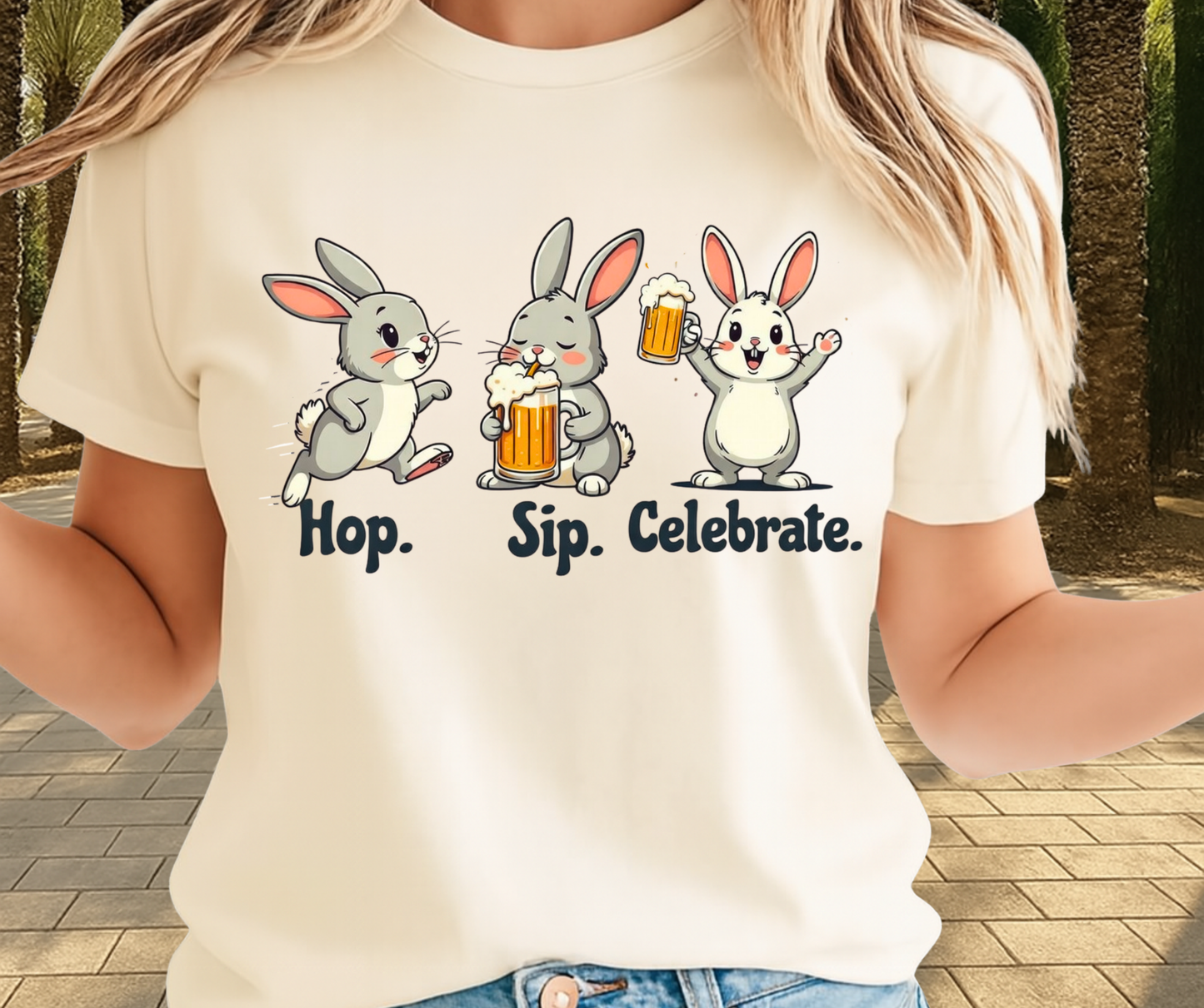 Hop Sip Celebrate Beer Lover Graphic Shirt - Cute Easter Clothing