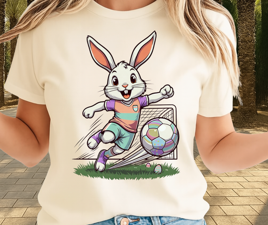 Bunny Playing Soccer  Shirt  - Cute Easter Graphic Tee