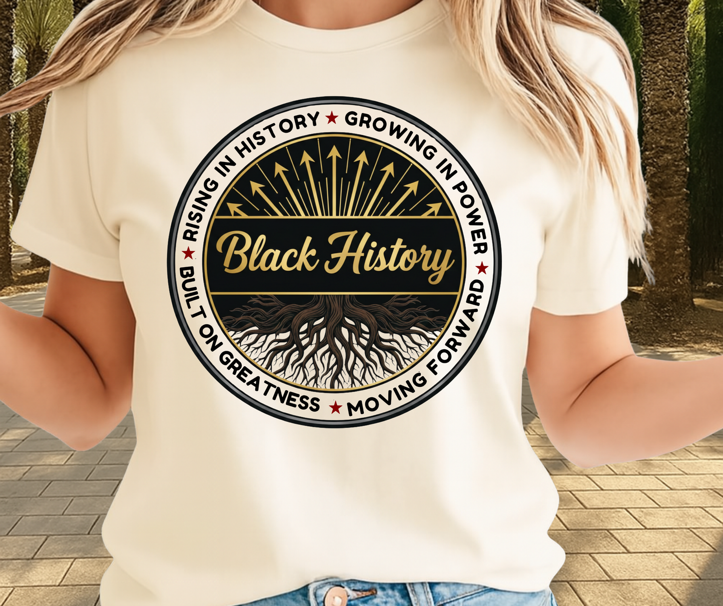 Black History Growing In Power Graphic Tee - African Pride Shirt