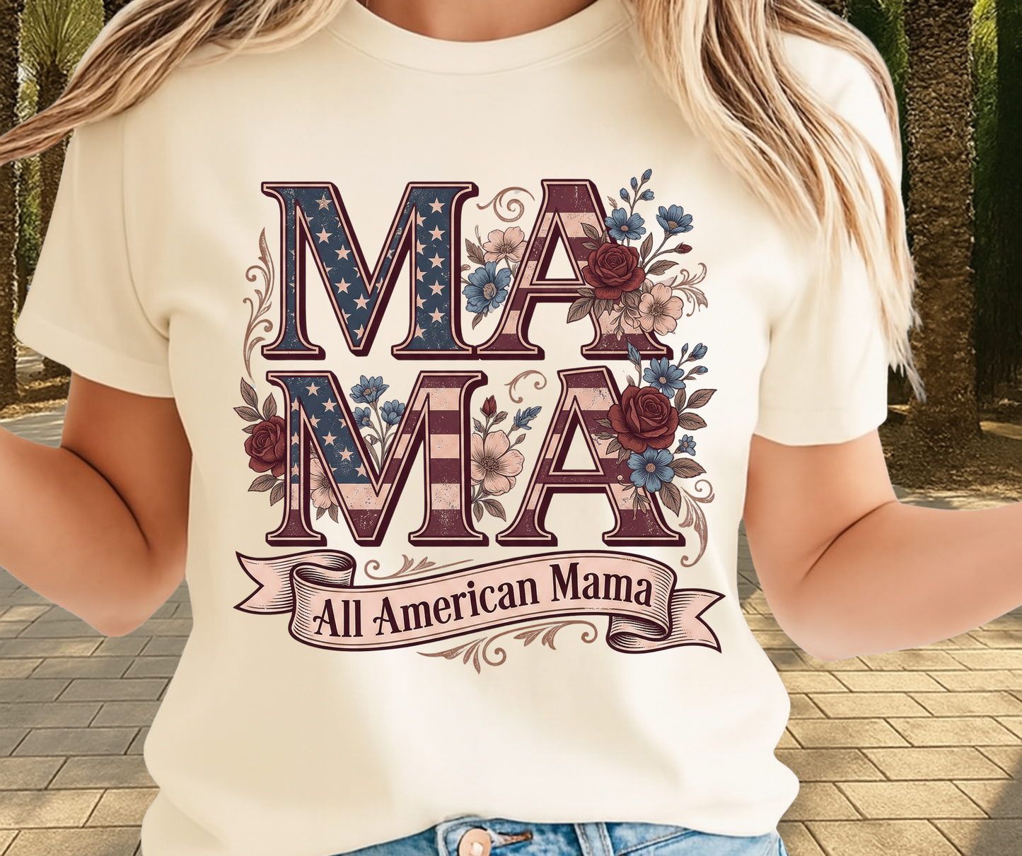 All American Mama Shirt -  Memorial Day Graphic Tee