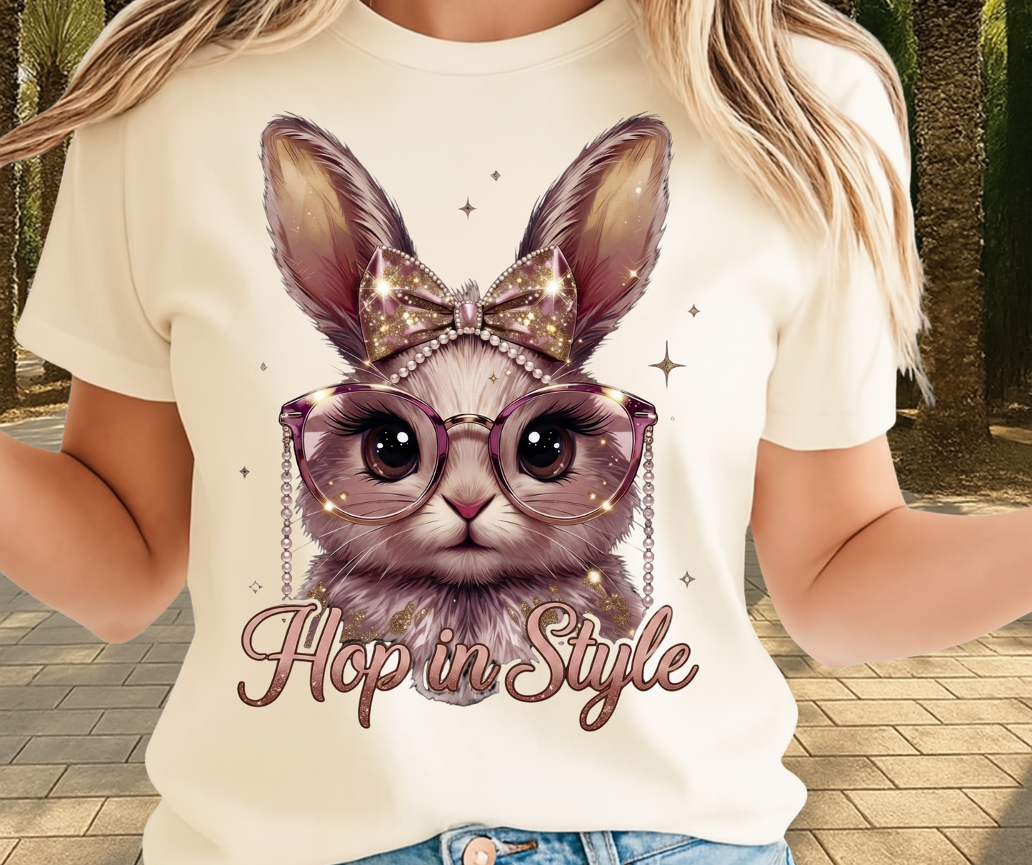 Hop In Style Bunny Graphic Shirt - Cute Easter Clothing