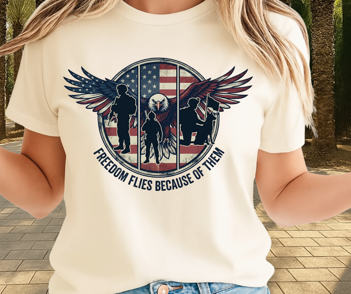 Freedom Flies Because Of Them -  Memorial Day Graphic T shirt
