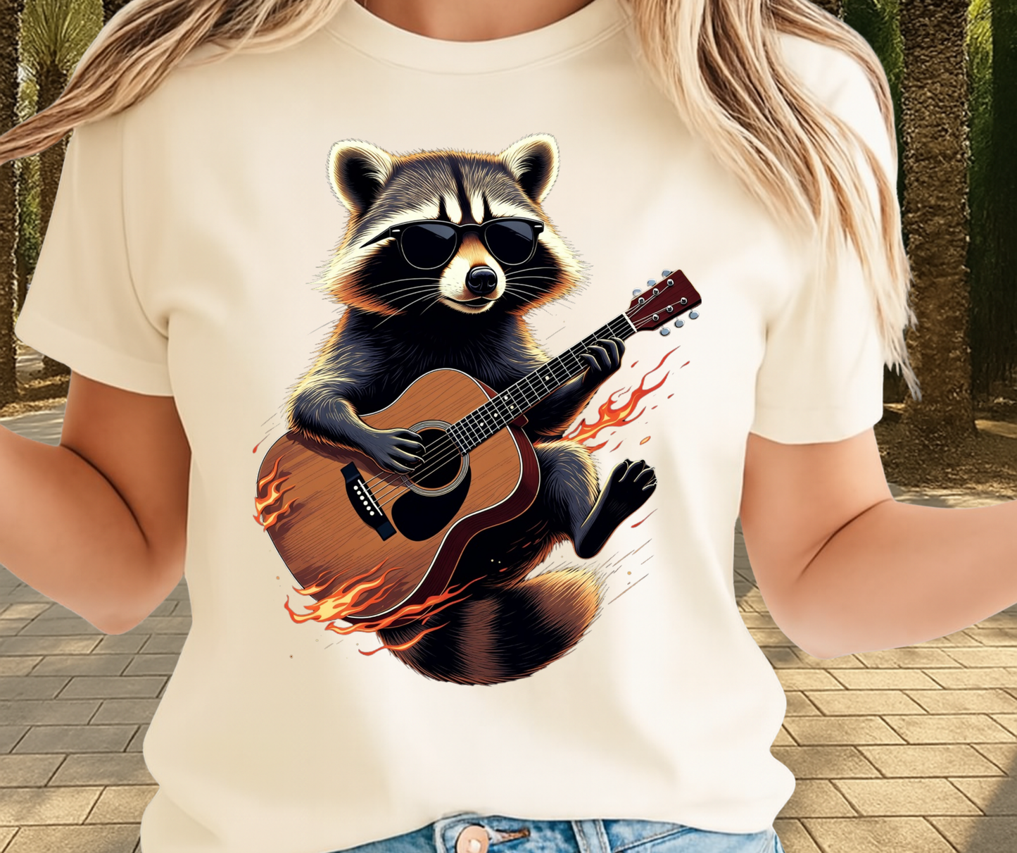 Racoon Playing Guitar Shirt - Funny Graphic Tee