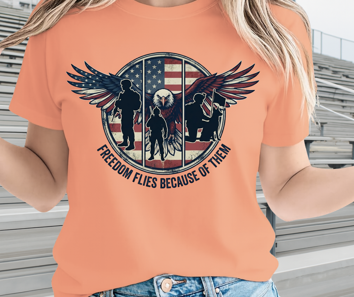 Freedom Flies Because Of Them -  Memorial Day Graphic T shirt