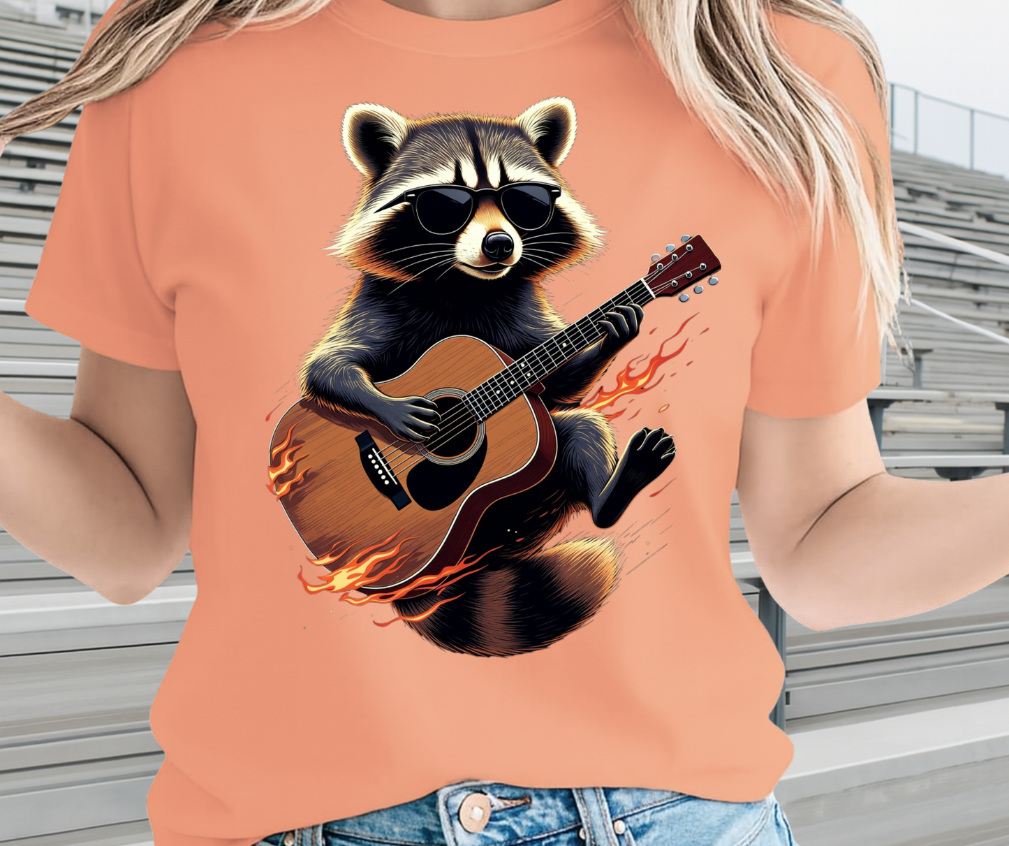 Racoon Playing Guitar Shirt - Funny Graphic Tee