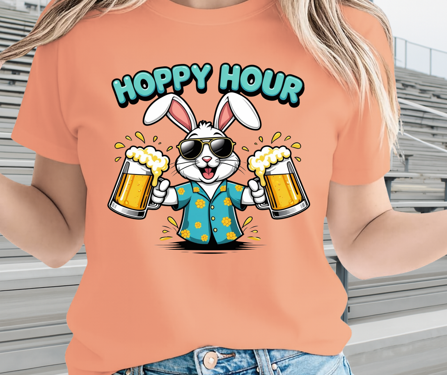 Hoppy Hour Beer Lover Graphic Shirt - Cute Easter Clothing