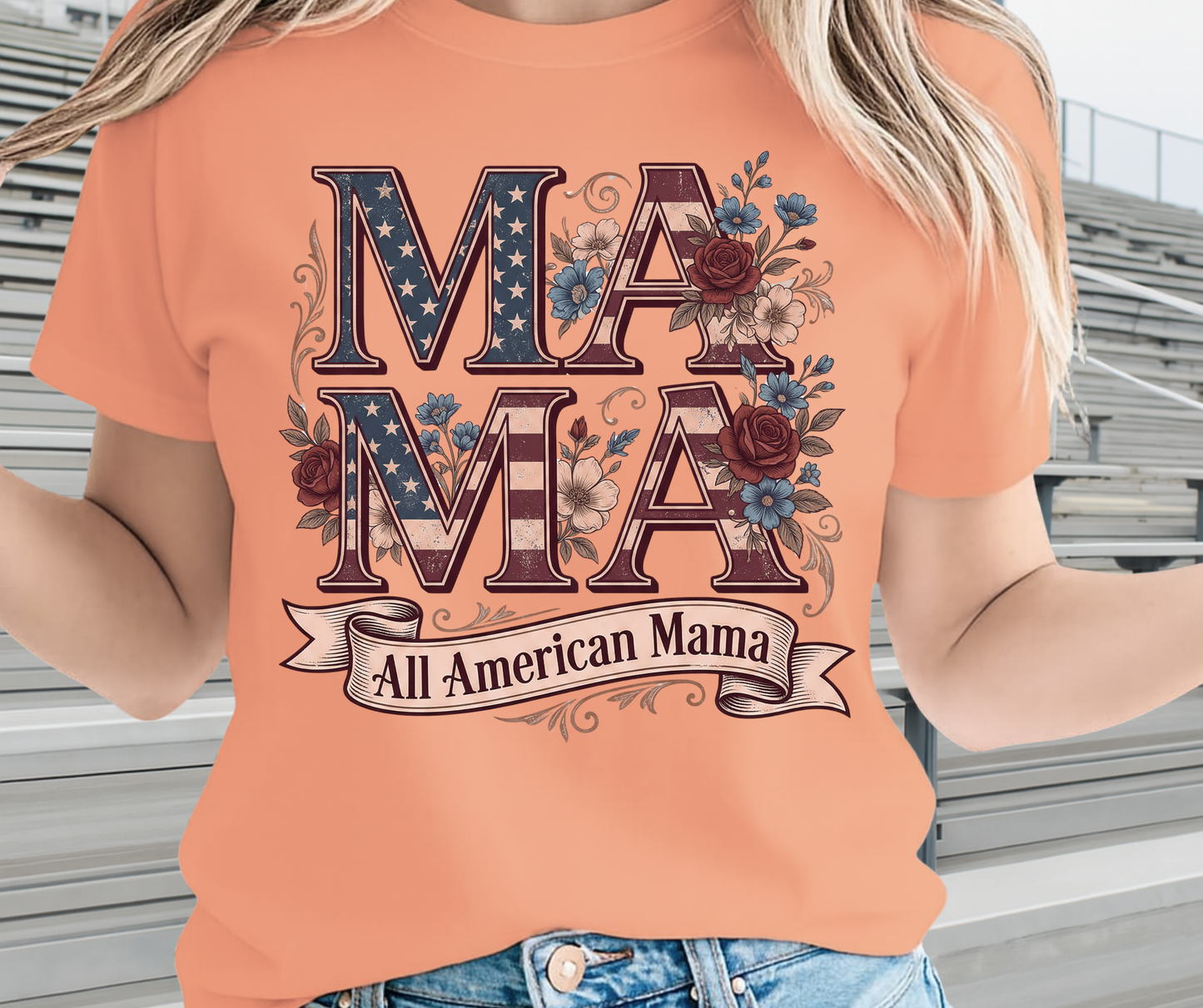 All American Mama Shirt -  Memorial Day Graphic Tee