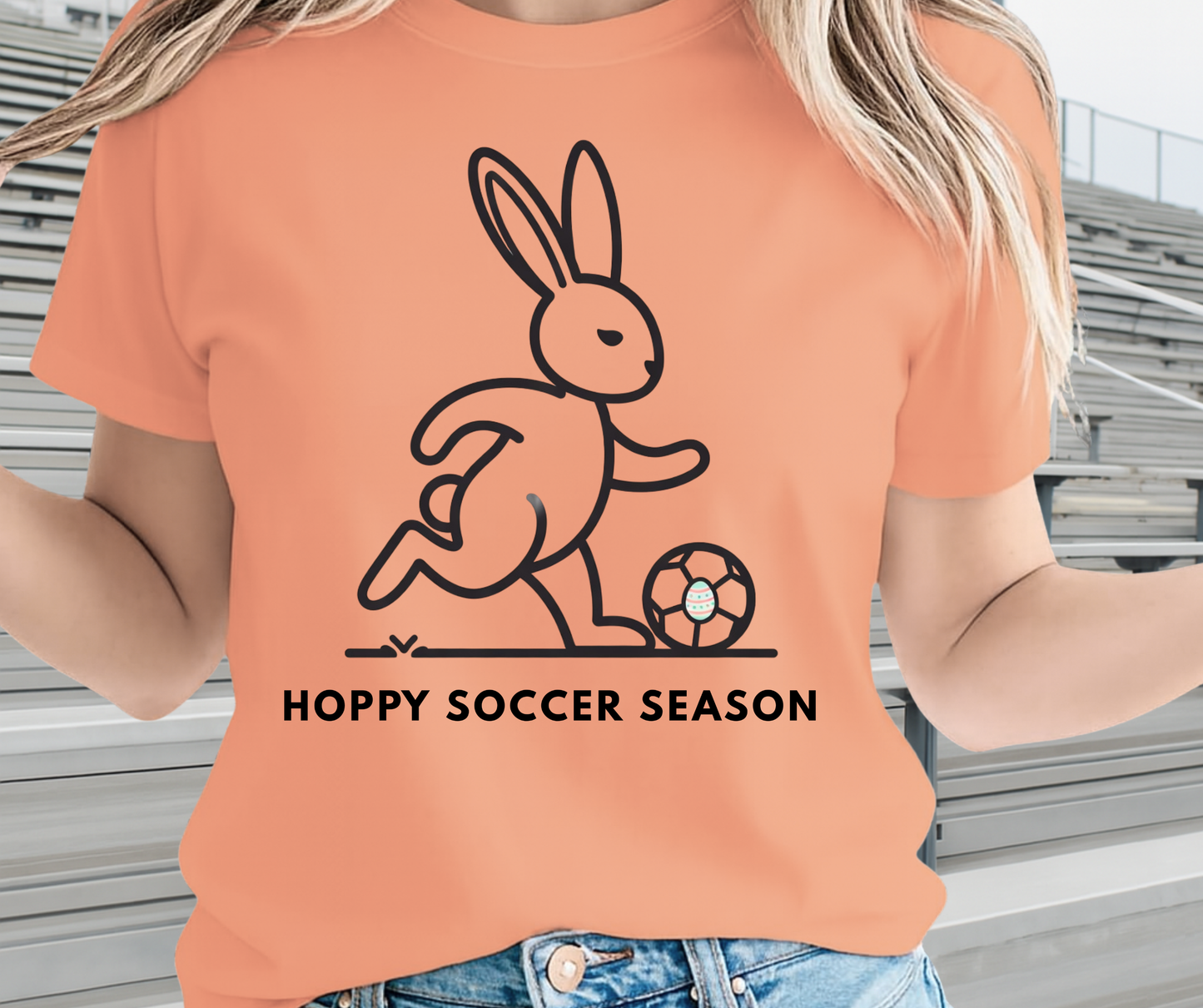 Hoppy Soccer Season Graphic Shirt - Cute Easter Clothing