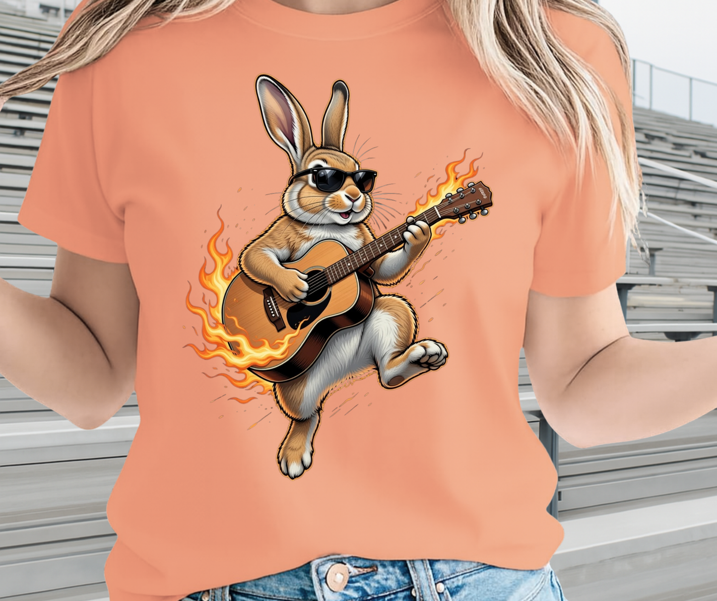 Bunny Playing Guitar Shirt  - Cute Easter Apparels