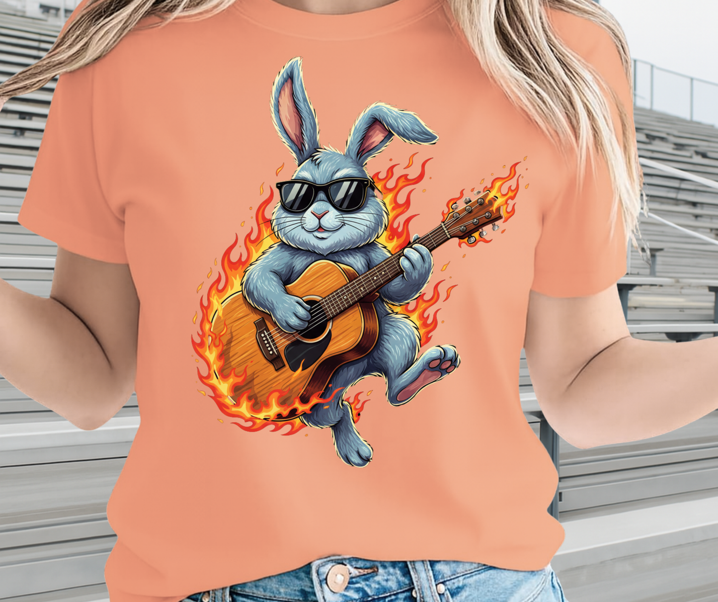 Bunny Playing Guitar Shirt  - Cute Easter Apparels
