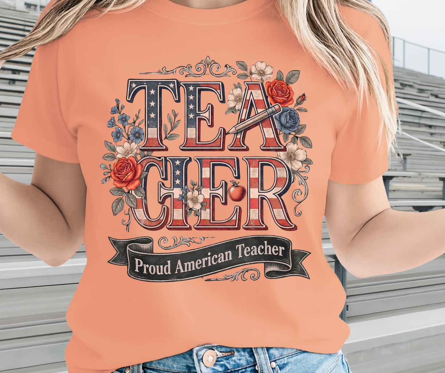 Proud American Teacher Shirt -  Memorial Day Graphic Tee